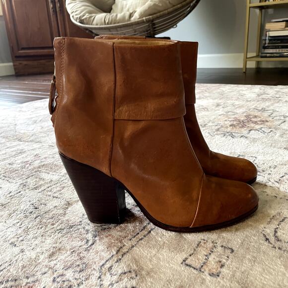 Rag & Bone Newbury Boot Brown Genuine Leather Stacked Heel Bootie Womens SZ 8 - Picture 5 of 10